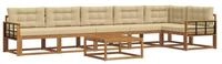 vidaXL Gartenlounge-Set Outdoor-Sofagarnitur mit Kissen 7 pcs Natur und Beige,