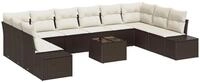vidaXL Gartenlounge-Set Gartensofa-set mit Kissen 11 pcs Braun Poly-Rattan,...