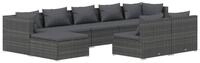 vidaXL Gartenlounge-Set, 9-tlg. Lounge Set mit Kissen Grau Poly Rattan