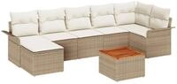 vidaXL Loungesofa Gartensofa-set mit Speicher 8 pcs Beige und Creme Poly-Rattan, 8
