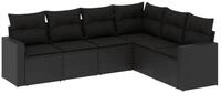 vidaXL Sofaelement 6-tlg. Garten-Sofagarnitur mit Kissen Schwarz Poly Rattan (1 St)