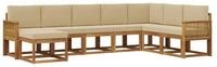 vidaXL Gartenlounge-Set Outdoor-Sofagarnitur 8 pcs Natur und Beige Massivholz,