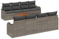 vidaXL Gartenlounge-Set Gartensofa-set mit Speicher 9 pcs Grau Poly-Rattan, (9-tlg)