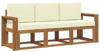 vidaXL Gartenlounge-Set Outdoor-Sofagarnitur mit Kissen 3 pcs Natur und Creme,
