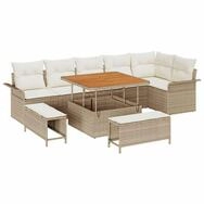 vidaXL Loungesofa Garten-Sofa-Set mit Kissen mit Speicher 9 pcs Beige und...