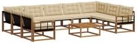 vidaXL Gartenlounge-Set Outdoor-Sofagarnitur mit Kissen 10 pcs Natur und Beige,