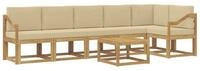 vidaXL Gartenlounge-Set Outdoor-Sofagarnitur mit Kissen 7 pcs Wei&szlig; und Beige