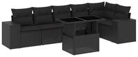 vidaXL Gartenlounge-Set 7-tlg. Garten-Sofagarnitur mit Kissen Schwarz Poly...