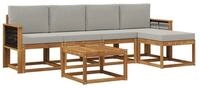 vidaXL Gartenlounge-Set Outdoor-Sofagarnitur 6 pcs Nat&uuml;rlich und Hellgrau...