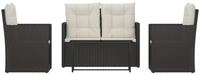 vidaXL Gartenlounge-Set, 4-tlg. Lounge Set mit Kissen Poly Rattan Schwarz