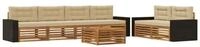 vidaXL Gartenlounge-Set Outdoor-Sofagarnitur mit Kissen 7 pcs Natur und Beige