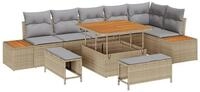 vidaXL Loungesofa Gartensofa-set mit Kissen 9 pcs Beige und Hellgrau, 9 Teile