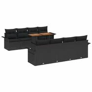 vidaXL Gartenlounge-Set Garten-Sofa-Set mit Speicher 9 pcs Schwarz Poly Rattan,