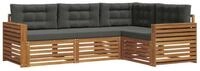vidaXL Gartenlounge-Set Outdoor-Sofagarnitur mit Kissen 4 pcs Natur und...