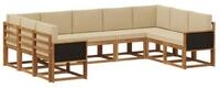 vidaXL Gartenlounge-Set Outdoor-Sofagarnitur 9 pcs Natur und Beige Massivholz,