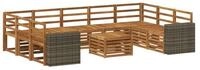 vidaXL Gartenlounge-Set Sofagarnituren 10 pcs Natur Massivholz, (10-tlg)