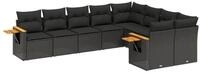 vidaXL Gartenlounge-Set 9-tlg. Garten-Sofagarnitur mit Kissen Schwarz Poly...