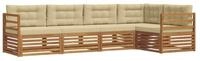 vidaXL Gartenlounge-Set Outdoor-Sofagarnitur mit Kissen 5 pcs Natur und Beige,