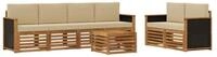 vidaXL Gartenlounge-Set Outdoor-Sofagarnitur 7 pcs Natur und Beige Massivholz,