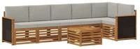 vidaXL Gartensofa Ecksofa Set mit Kissen 6 pcs Nat&uuml;rlich und Hellgrau, 6 Teile