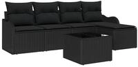 vidaXL Gartenlounge-Set Garten-Sofa-Set mit Kissen mit Speicher 6 pcs Beige Poly