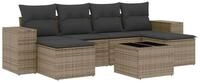 vidaXL Gartenlounge-Set 7-tlg. Garten-Sofagarnitur mit Kissen Grau Poly Rattan,