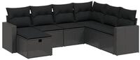 vidaXL Gartenlounge-Set 7-tlg. Garten-Sofagarnitur mit Kissen Schwarz Poly...