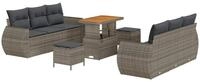 vidaXL Loungesofa Gartensofa-set mit Kissen mit Speicher 9 pcs Grau...