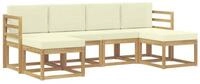 vidaXL Gartenlounge-Set Outdoor-Sofagarnitur mit Kissen 6 pcs Natur und Creme