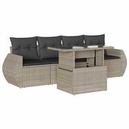 vidaXL Gartenlounge-Set 5-tlg. Garten-Sofagarnitur mit Kissen Hellgrau Poly...