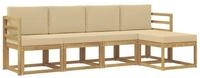 vidaXL Gartenlounge-Set Outdoor-Sofagarnitur mit Kissen 5 pcs Wei&szlig; und Beige,