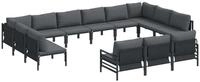 vidaXL Gartenlounge-Set Gartensofa-set mit Kissen 13 pcs Schwarz Stahl, (13-tlg)