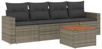 vidaXL Gartenlounge-Set 5-tlg. Garten-Sofagarnitur mit Kissen Grau Poly Rattan,