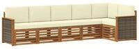 vidaXL Gartensofa Ecksofa Set mit Kissen 5 pcs Natur und Creme, 5 Teile