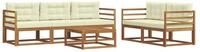vidaXL Gartenlounge-Set Outdoor-Sofagarnitur mit Kissen 6 pcs Natur und Creme,