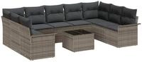 vidaXL Gartenlounge-Set Gartensofa-set mit Speicher 10 pcs Schwarz Poly-Rattan,