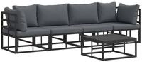 vidaXL Gartenlounge-Set Gartensofa-set 5 pcs Schwarz Metall, (5-tlg)
