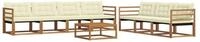 vidaXL Gartenlounge-Set Outdoor-Sofagarnitur mit Kissen 8 pcs Natur und Creme,