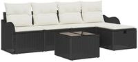 vidaXL Loungesofa Gartensofa-set mit Kissen 6 pcs Schwarz und Creme...