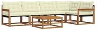 vidaXL Gartenlounge-Set Outdoor-Sofagarnitur mit Kissen 6 pcs Natur und Creme,