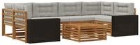 vidaXL Gartenlounge-Set Outdoor-Sofagarnitur 7 pcs Nat&uuml;rlich und Hellgrau Polyester,