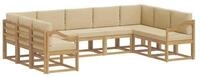 vidaXL Gartenlounge-Set Outdoor-Sofagarnitur mit Kissen 9 pcs Wei&szlig; und Beige,