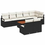 vidaXL Gartenlounge-Set Gartensofa-set mit Kissen 9 pcs Schwarz Poly-Rattan, (9-tlg)
