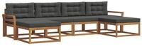 vidaXL Gartenlounge-Set Outdoor-Sofagarnitur mit Kissen 6 pcs Natur und...