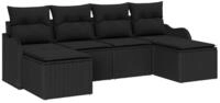 vidaXL Gartenlounge-Set Garten-Sofa-Set mit Kissen 6 pcs Schwarz Poly Rattan,...