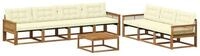 vidaXL Gartenlounge-Set Outdoor-Sofagarnitur mit Kissen 8 pcs Natur und Creme,