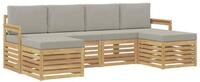 vidaXL Gartenlounge-Set Outdoor-Sofagarnitur 5 pcs Wei&szlig; und Hellgrau, (5-tlg)
