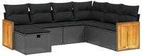 vidaXL Gartenlounge-Set 7-tlg. Garten-Sofagarnitur mit Kissen Schwarz Poly...