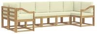 vidaXL Gartenlounge-Set Outdoor-Sofagarnitur mit Kissen 7 pcs Wei&szlig; und Creme,