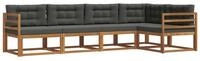 vidaXL Gartenlounge-Set Outdoor-Sofagarnitur mit Kissen 5 pcs Natur und...